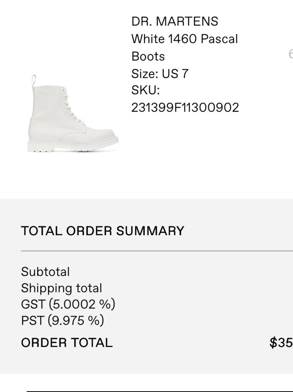 Dr. Martens White 1460 Pascal Lace-Up Boots